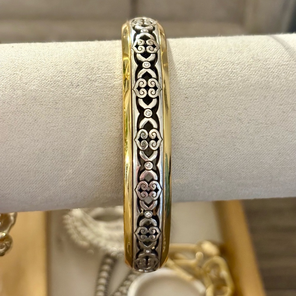 Brighton gold and silvered hinged bangle